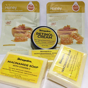 Skinopatra™ Bundle (3 pcs. Niacinamide Soap, 2 pcs. Honey Moisturising Mask & 1 pc. Retinol Cream)